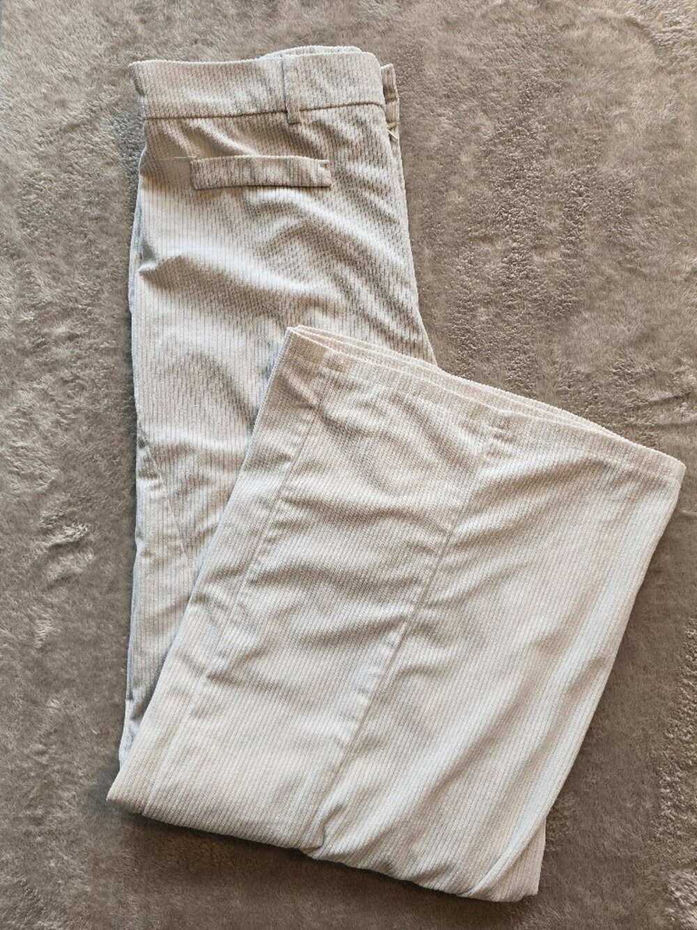 Wide leg womans corduroy pants bone white XL